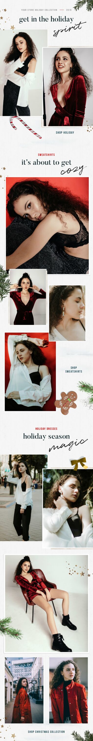 A selection of images of a gorgeous Christmas fashion email design template.