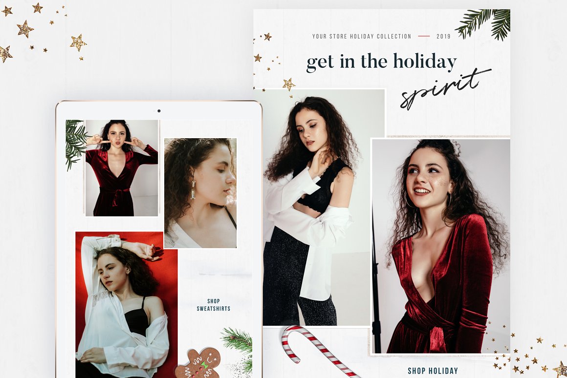Images of an adorable Christmas fashion email design template.