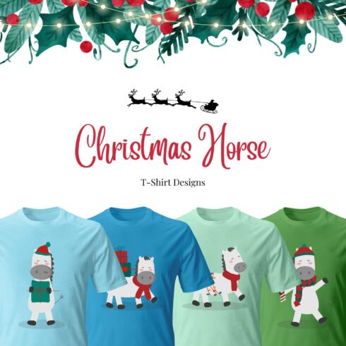 Christmas Horse Svg T-shirt Designs.