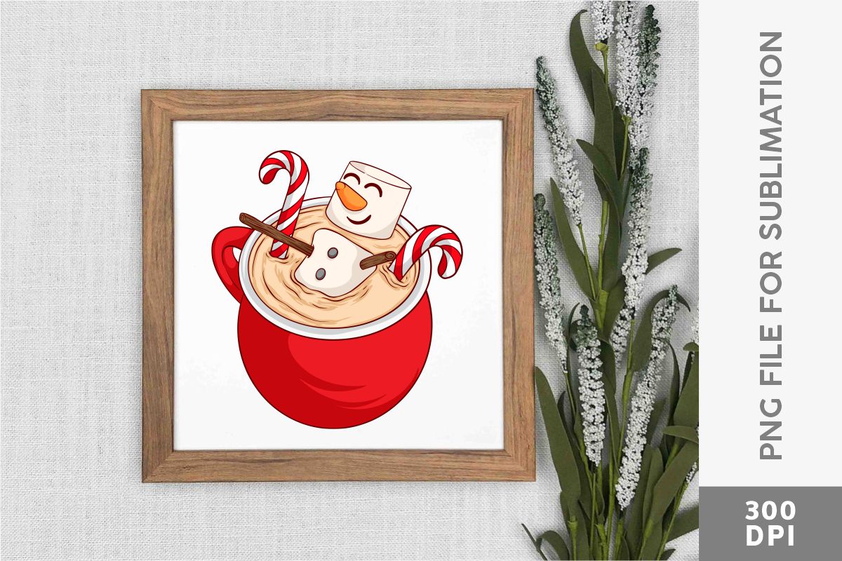 Christmas Picture Decor Hot Cocoa and Coffee Cup Graphics Bundle preview image.