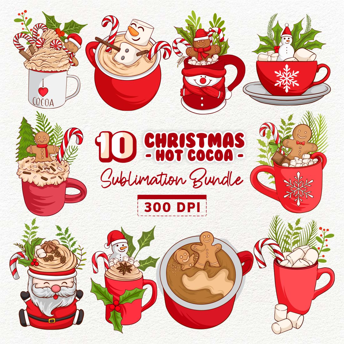 Christmas Hot Cocoa and Coffee Cup Sublimation Bundle cover image.