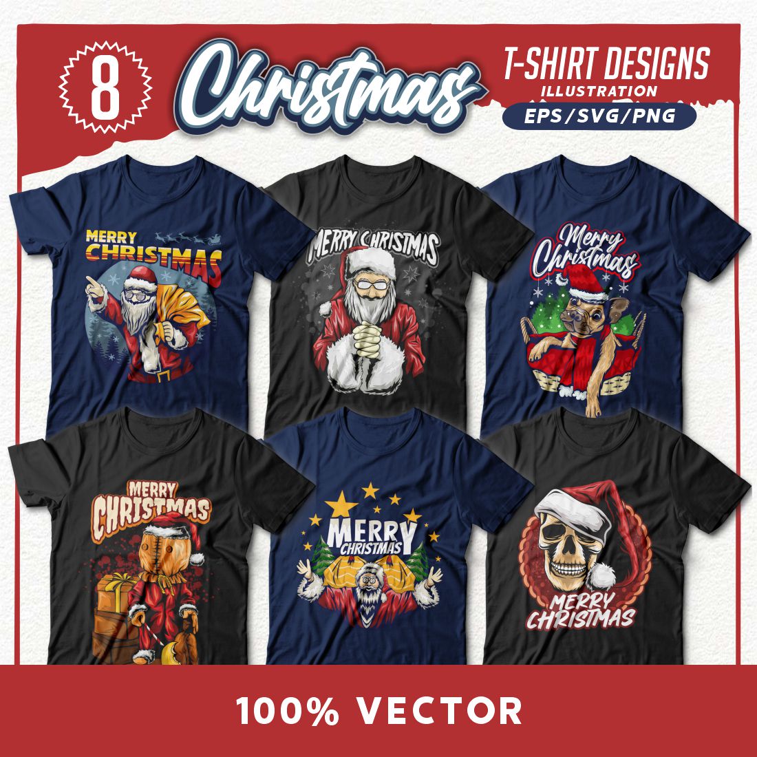 Christmas Illustration Vector T-shirt Designs Bundle cover image.