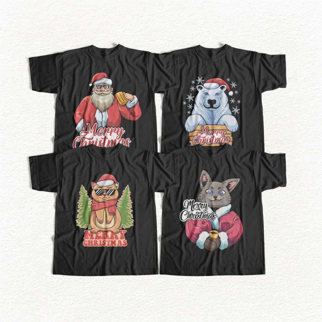 Christmas Santa Illustration T-shirt Designs Vector preview image.