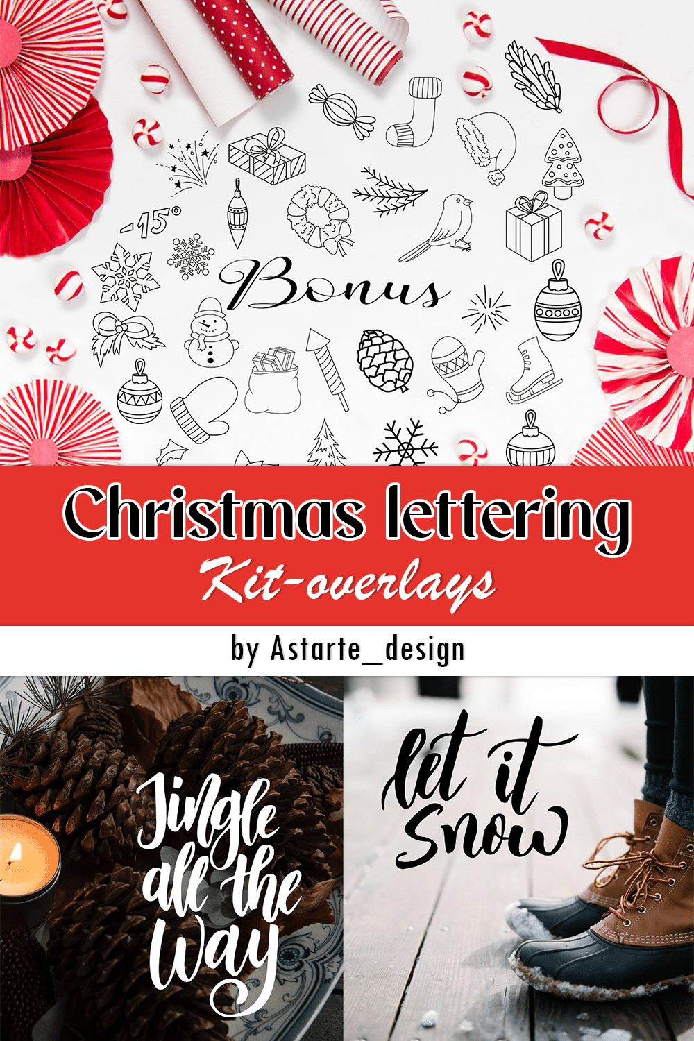 christmas lettering kit overlays pinterest 834