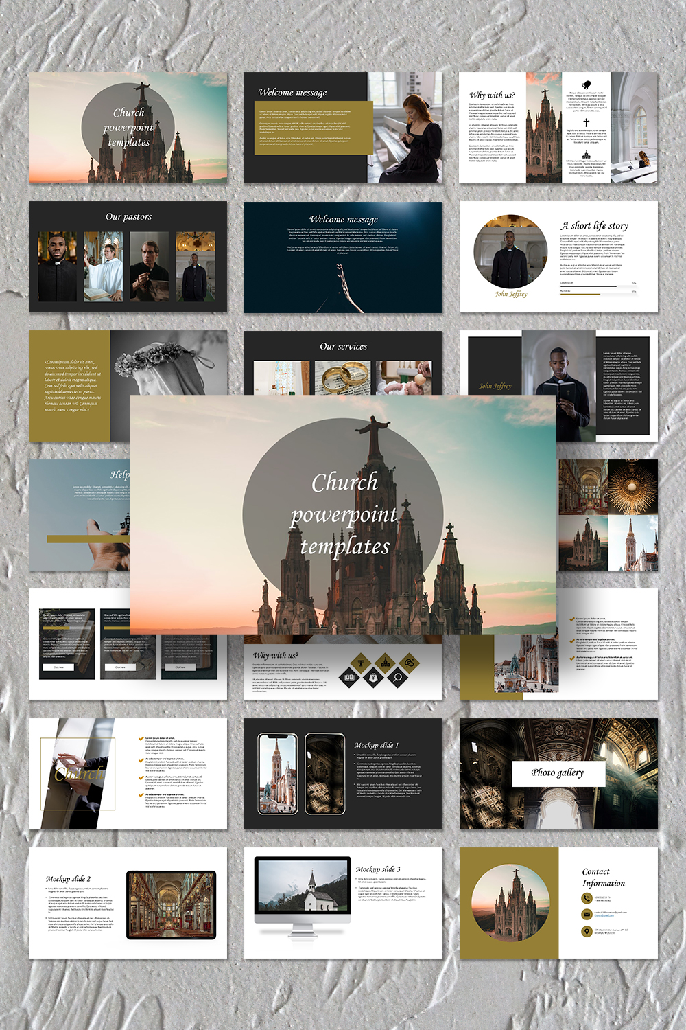 Collection of colorful images with church presentation template.