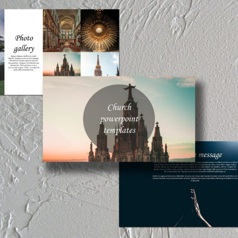 Set of adorable images with church presentation template.