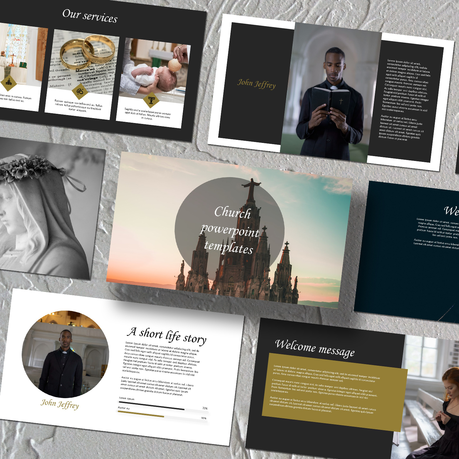 A selection of gorgeous images from a church presentation template.