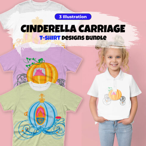 Bundle of t-shirt images with amazing Cinderella's carriage print.