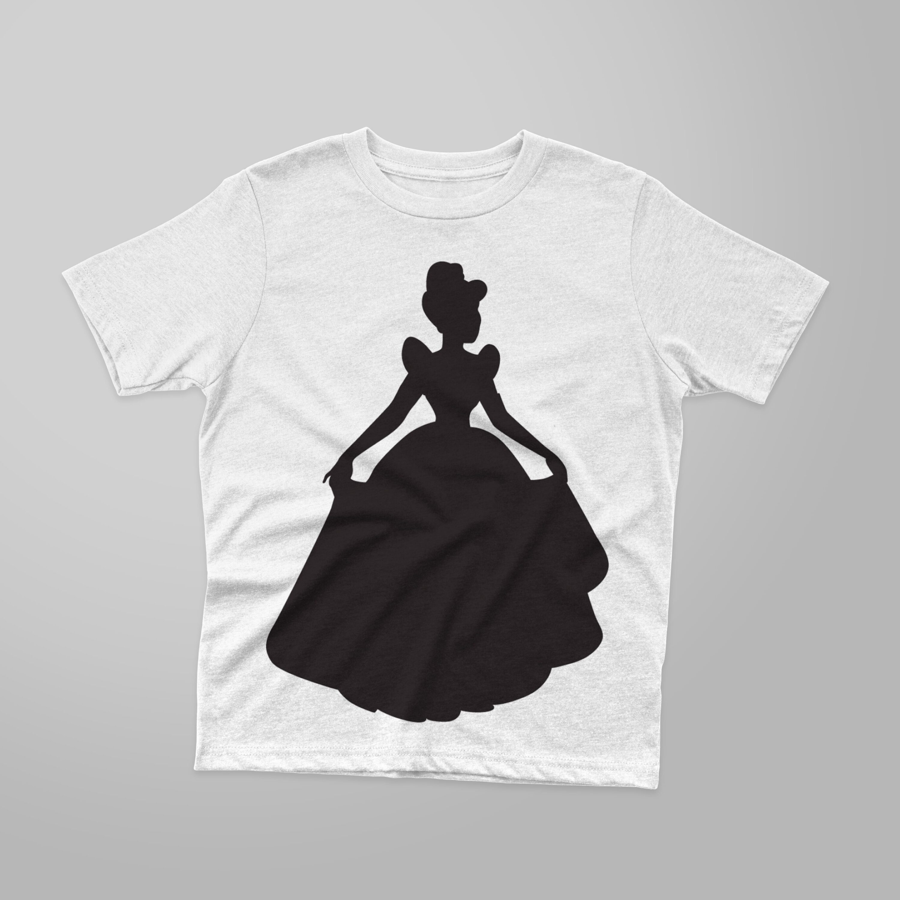 Image of a white t-shirt with a great Cinderella silhouette print.