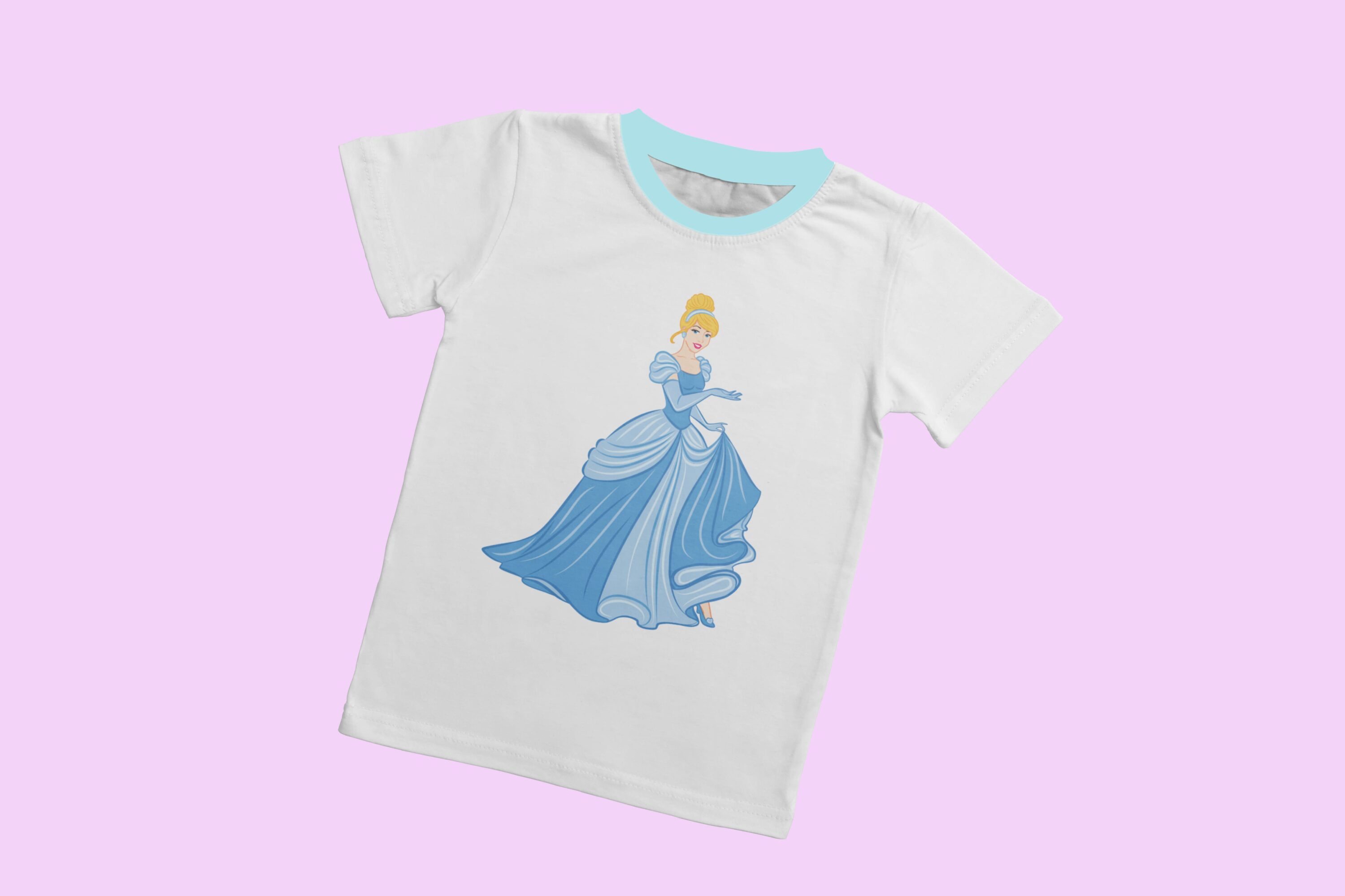 White T-shirt image with irresistible Cinderella print.