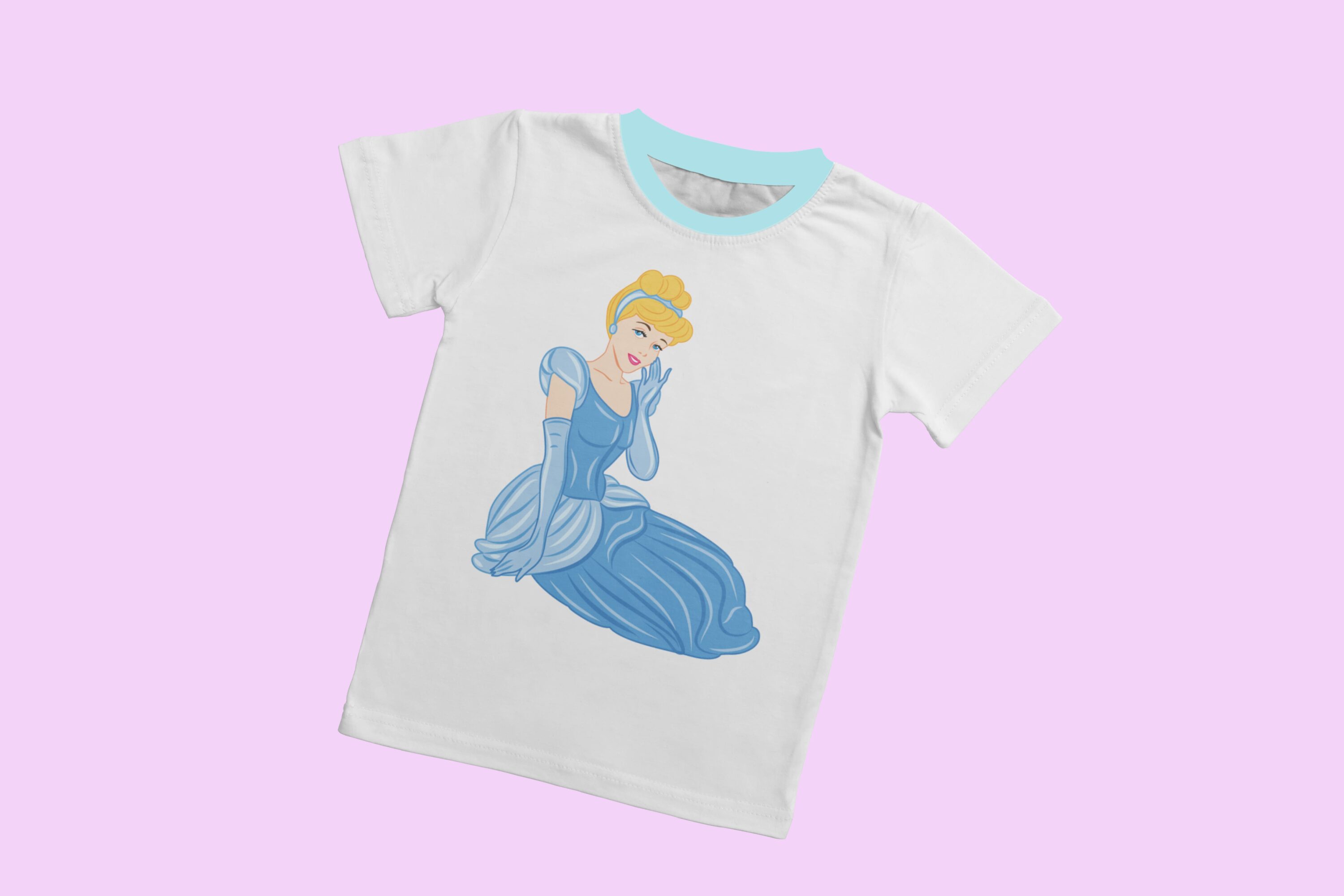 T-shirt image with colorful Cinderella print.