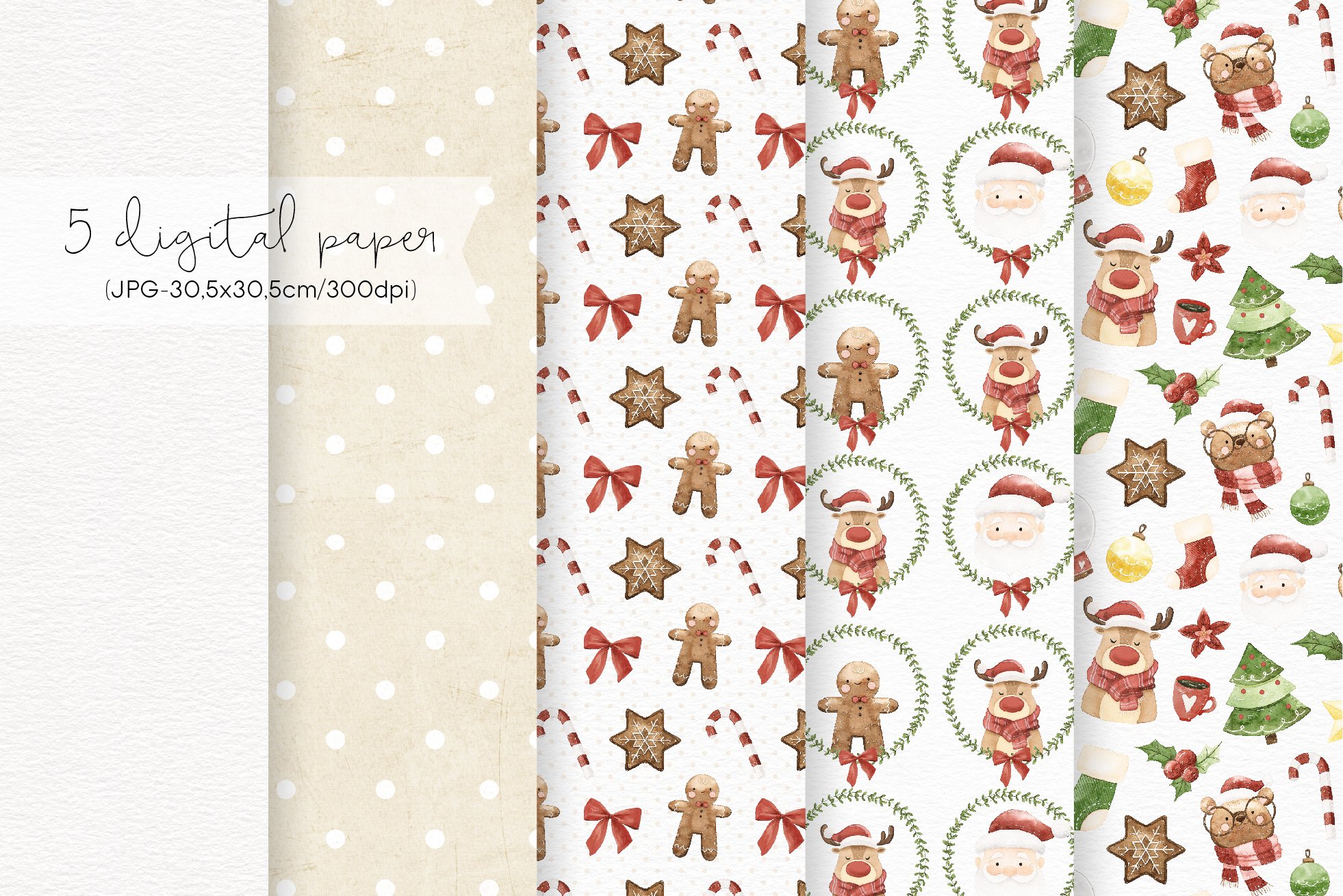 Some Christmas patterns with different elements.