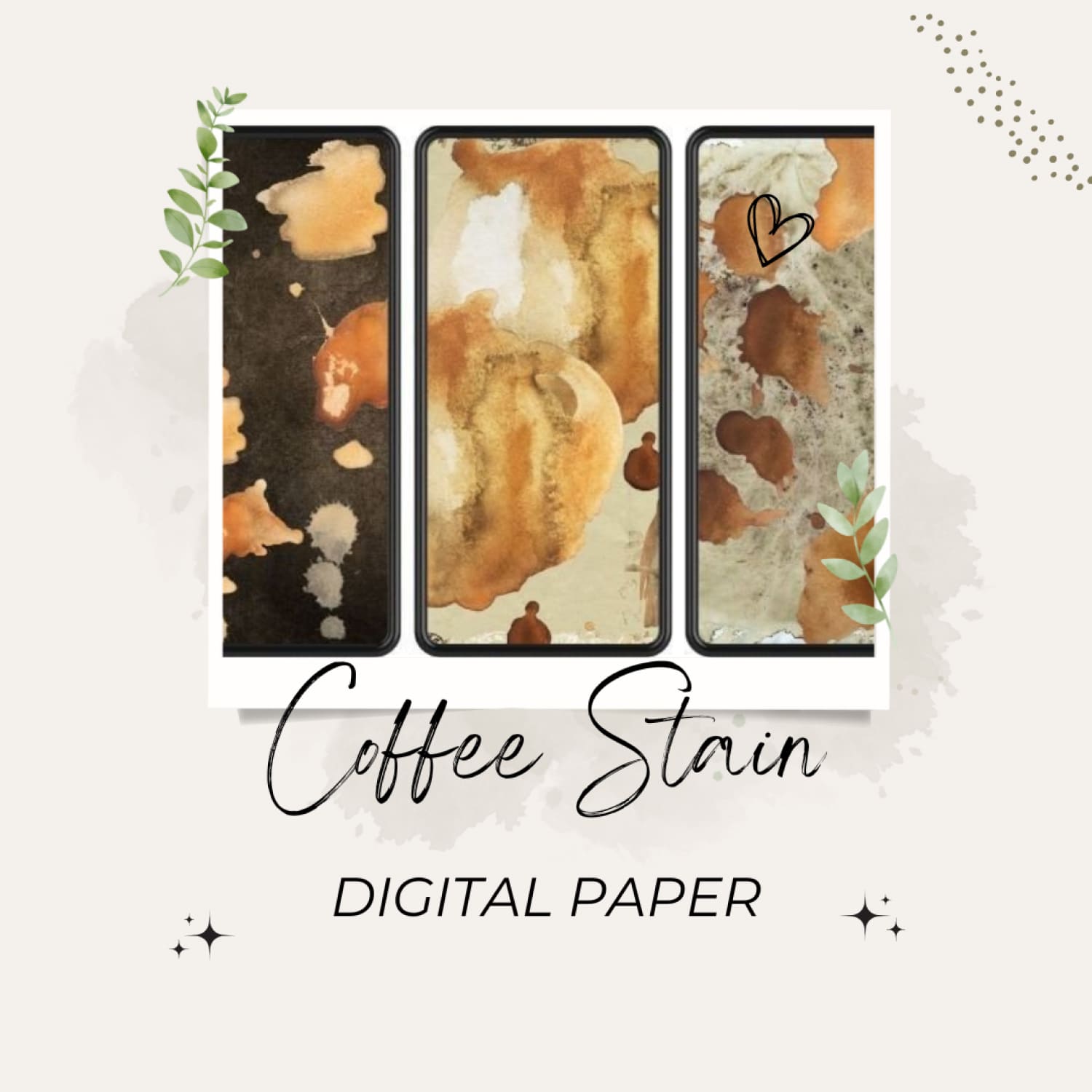 14 Coffee Stain Digital Paper.