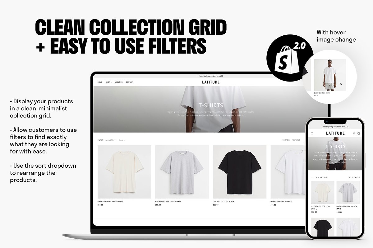 Display your products in a clean, minimalist collection grid.