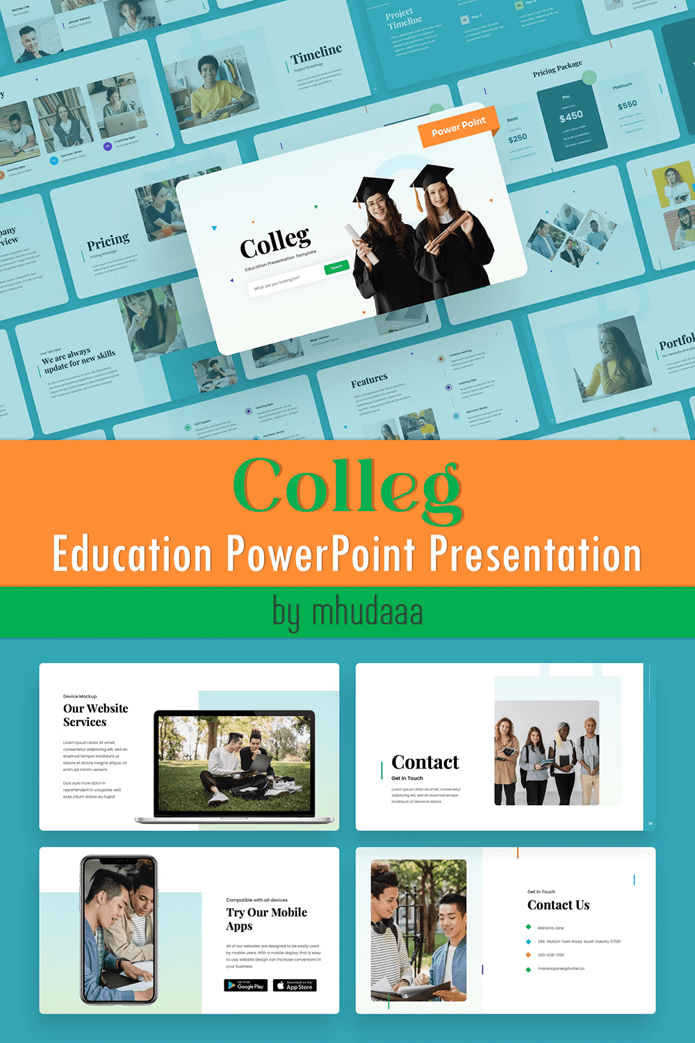 Colleg – Education PowerPoint Presentation Template - pinterest image preview.