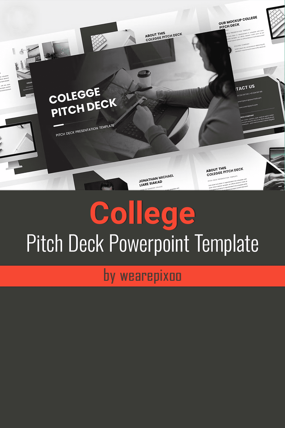 College Pitch Deck Powerpoint Template - pinterest image preview.