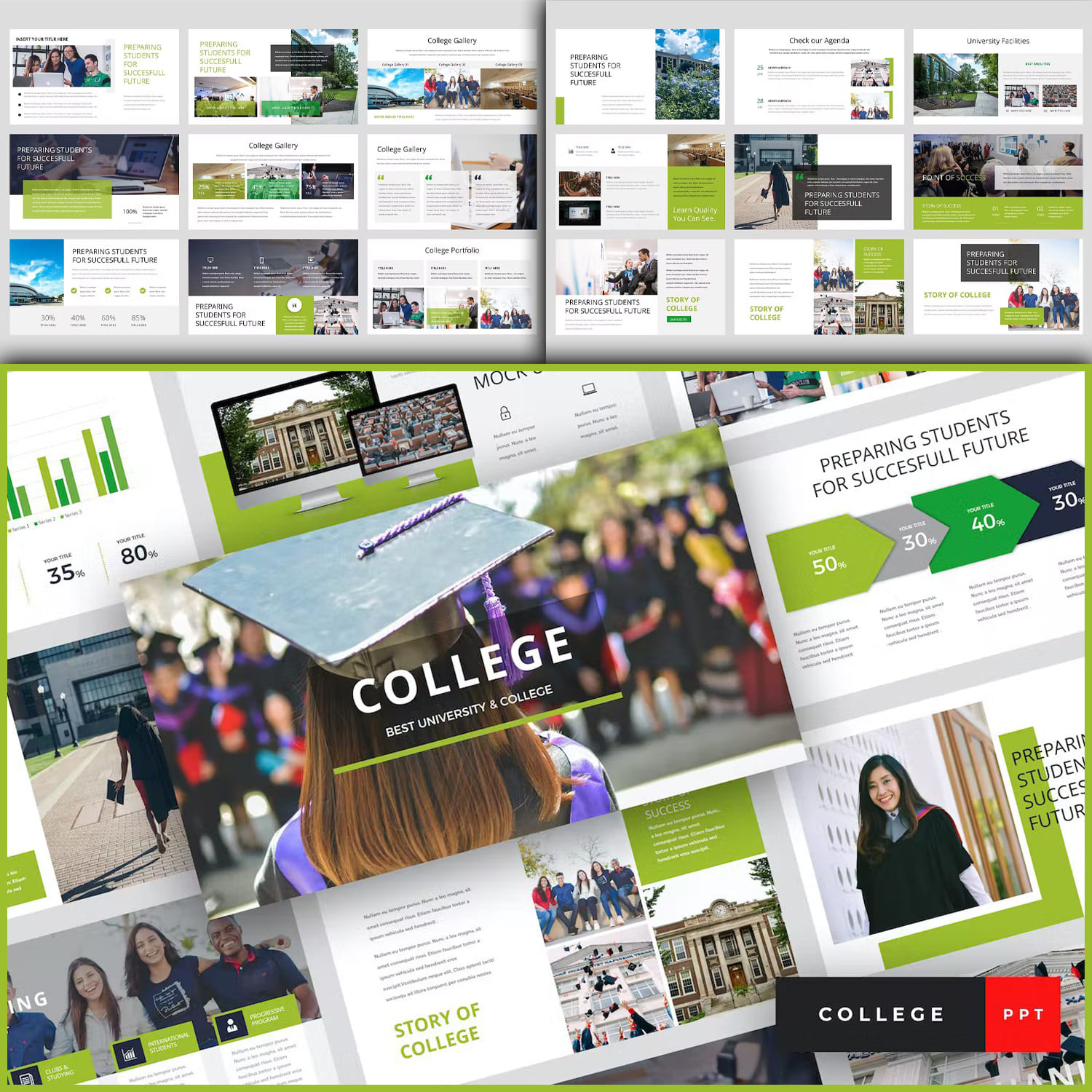 College - University PowerPoint Template Cover.