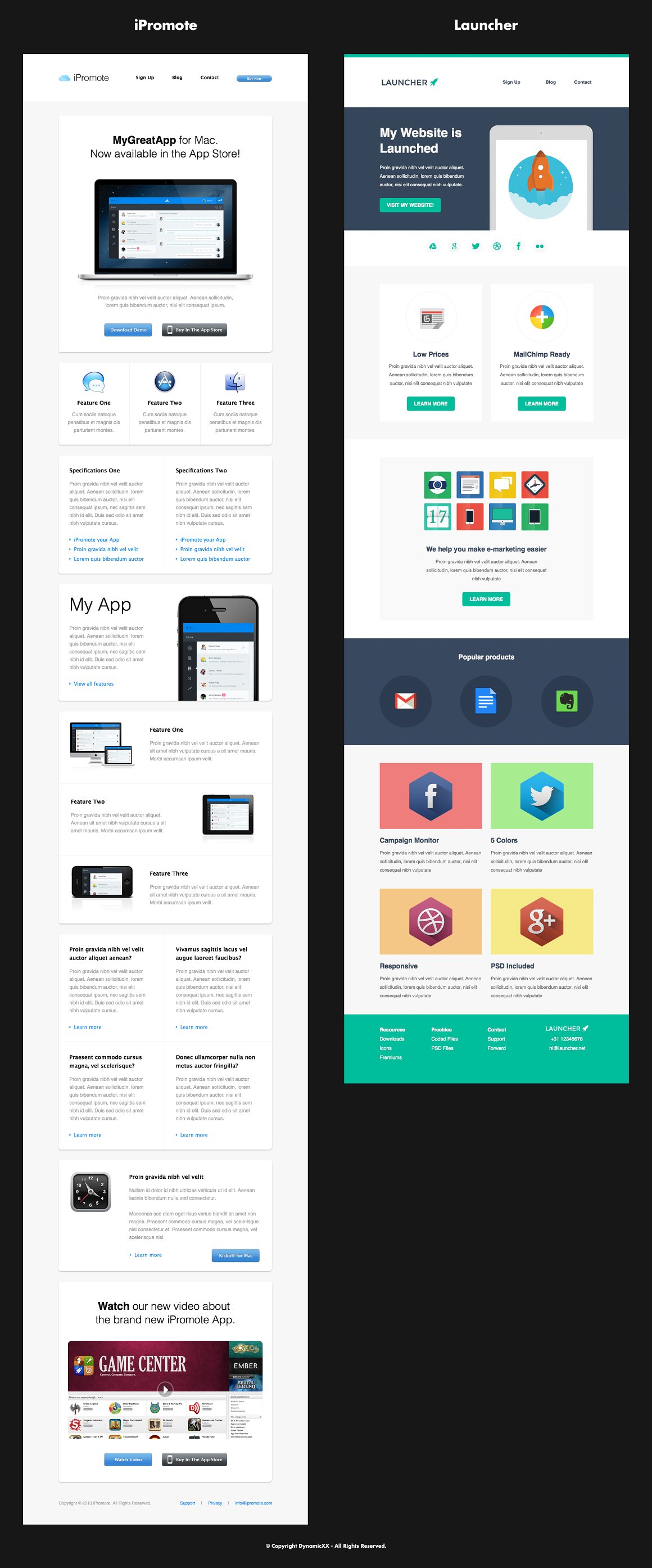 Bundle of images of colorful email design templates.