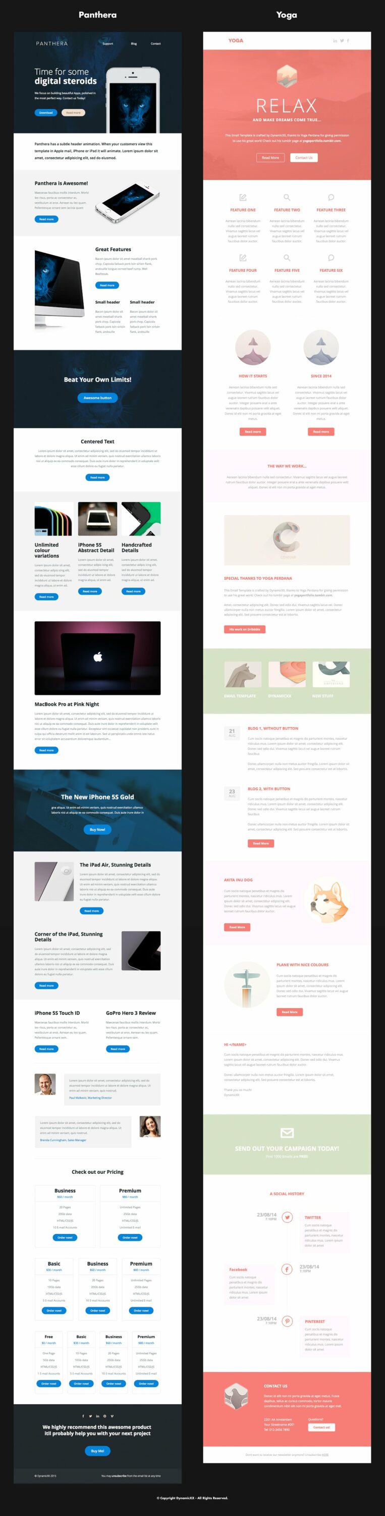 Set of images of marvelous email design templates.