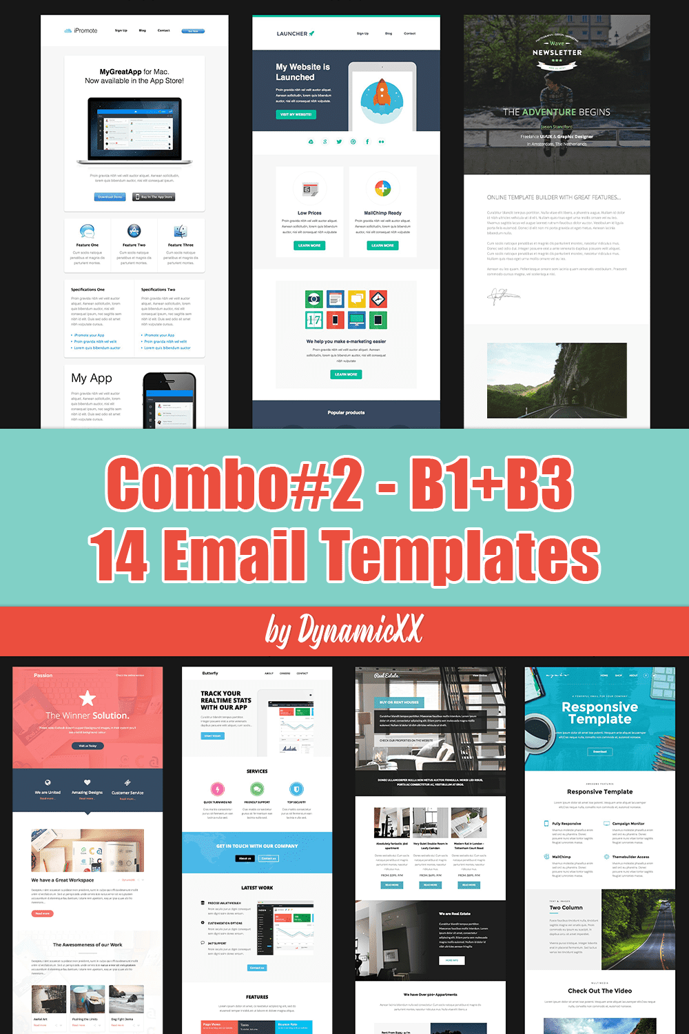 Collection of images of beautiful email design templates.