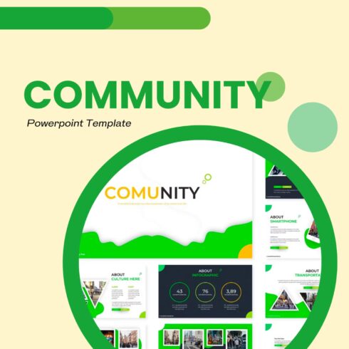 The cover of an adorable community-themed presentation template.