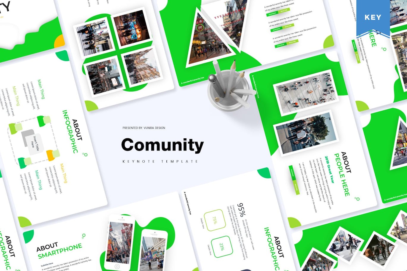 Image pack of amazing community themed presentation template slides.