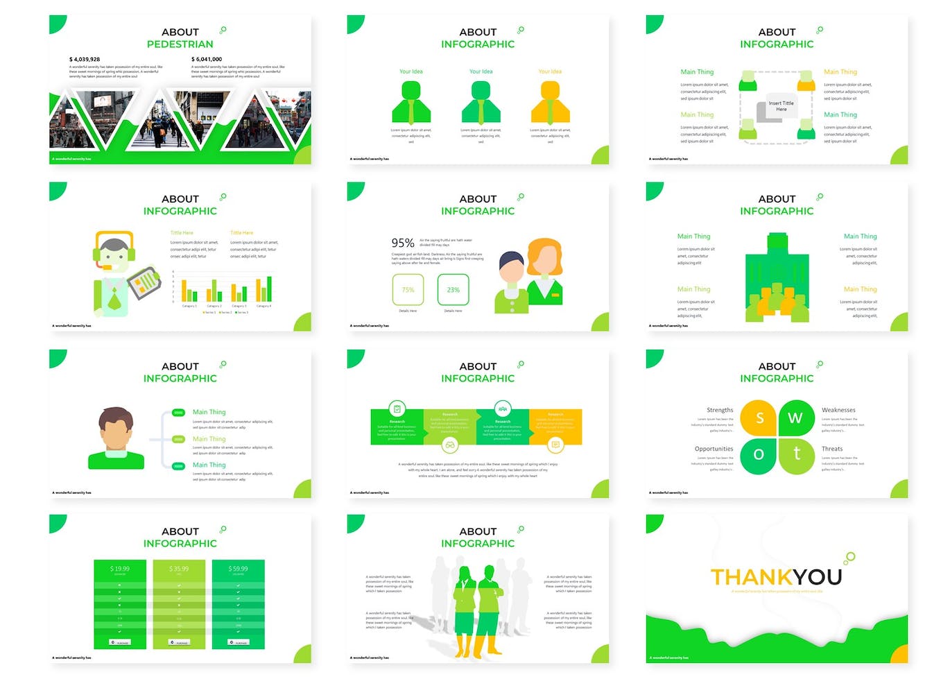 A collection of images of adorable community-themed slide presentation template.