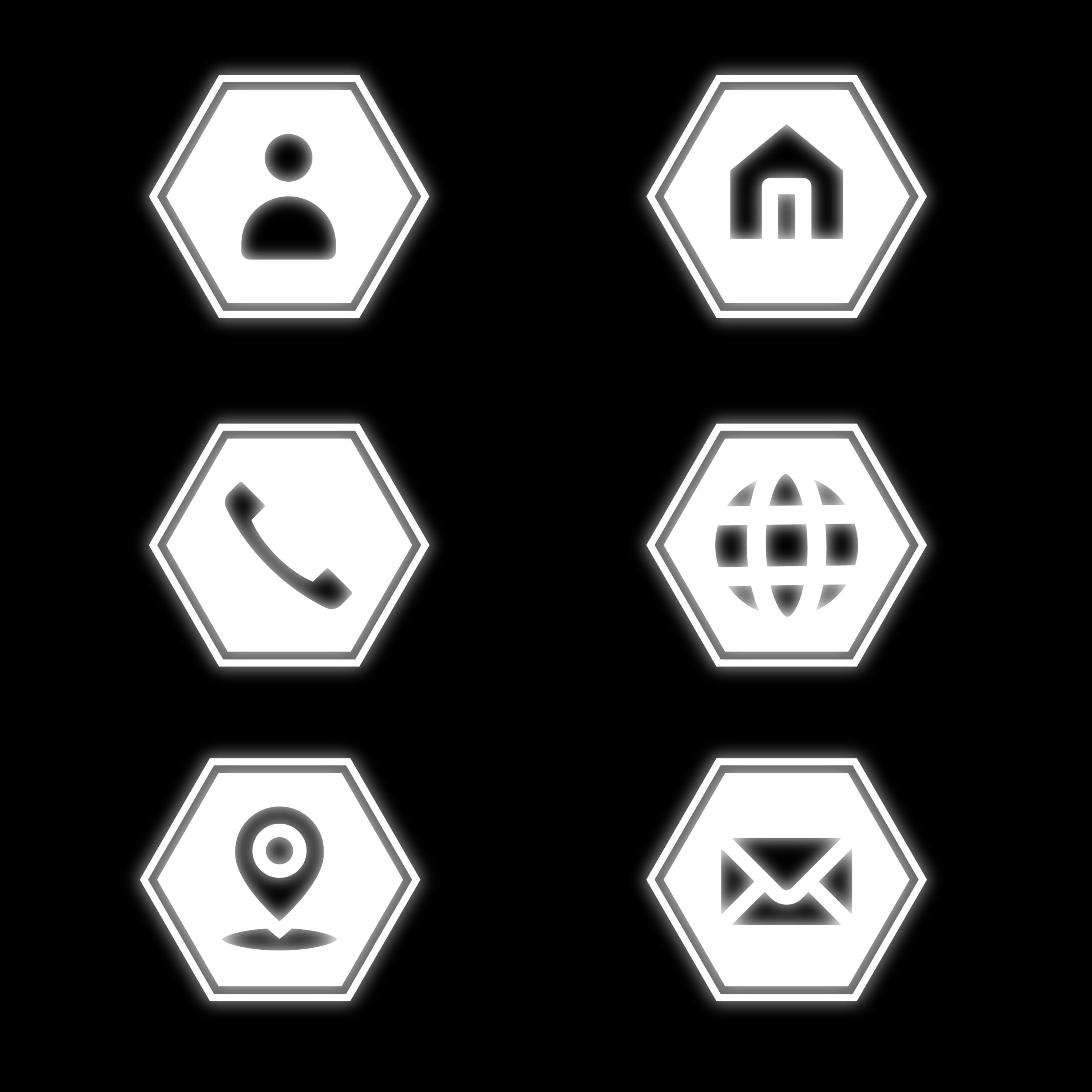 White Neon And Black Filled Contact Icons facebook image.