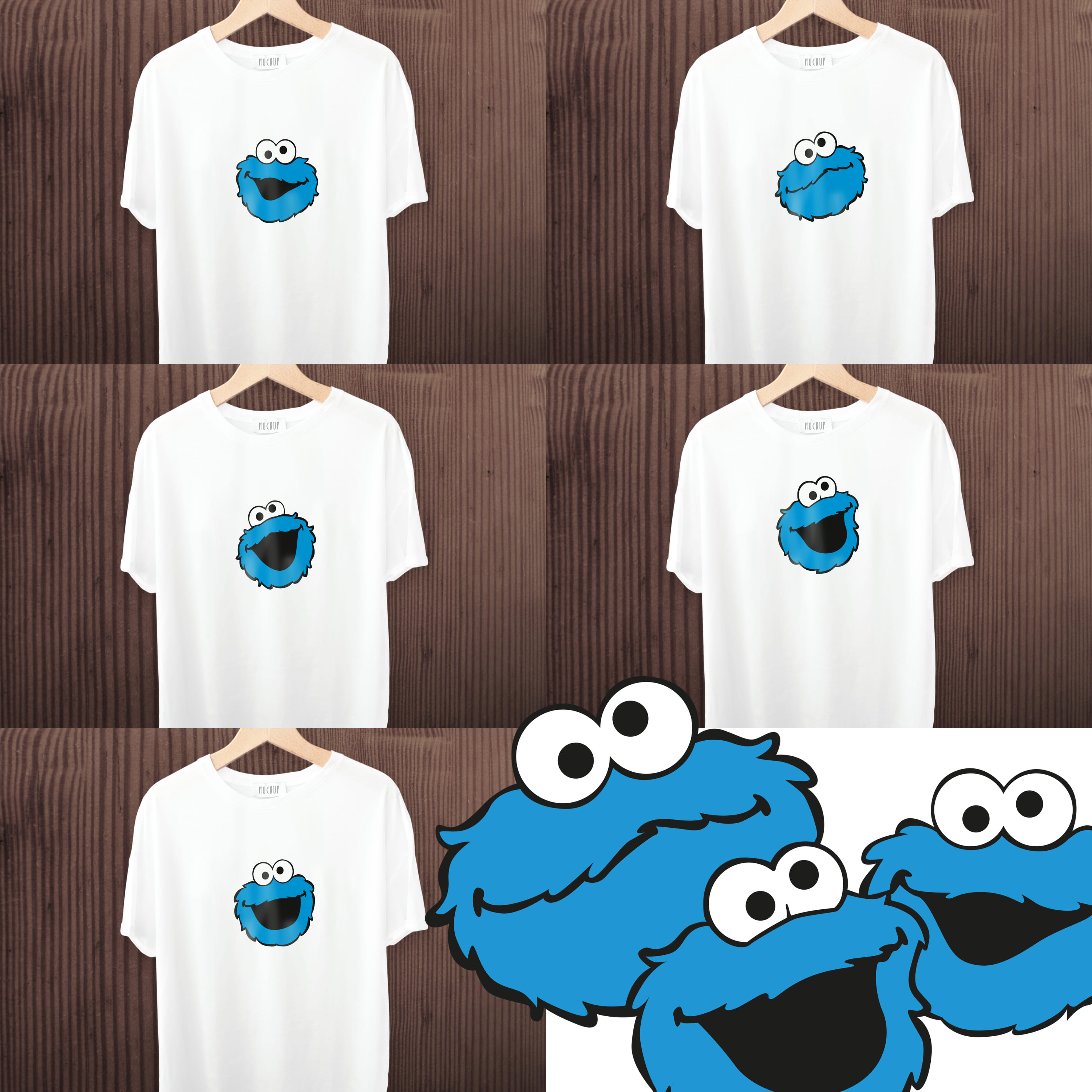 Cookie Monster Face T-shirt Designs Bundle Cover.