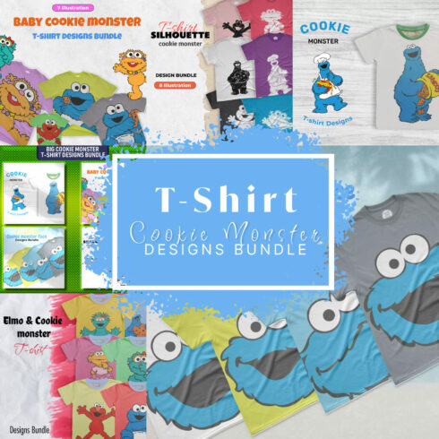 Cookie Monster T-shirt Designs bundle.