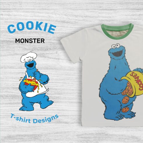 Cookie Monster T-shirt Designs Bundle.