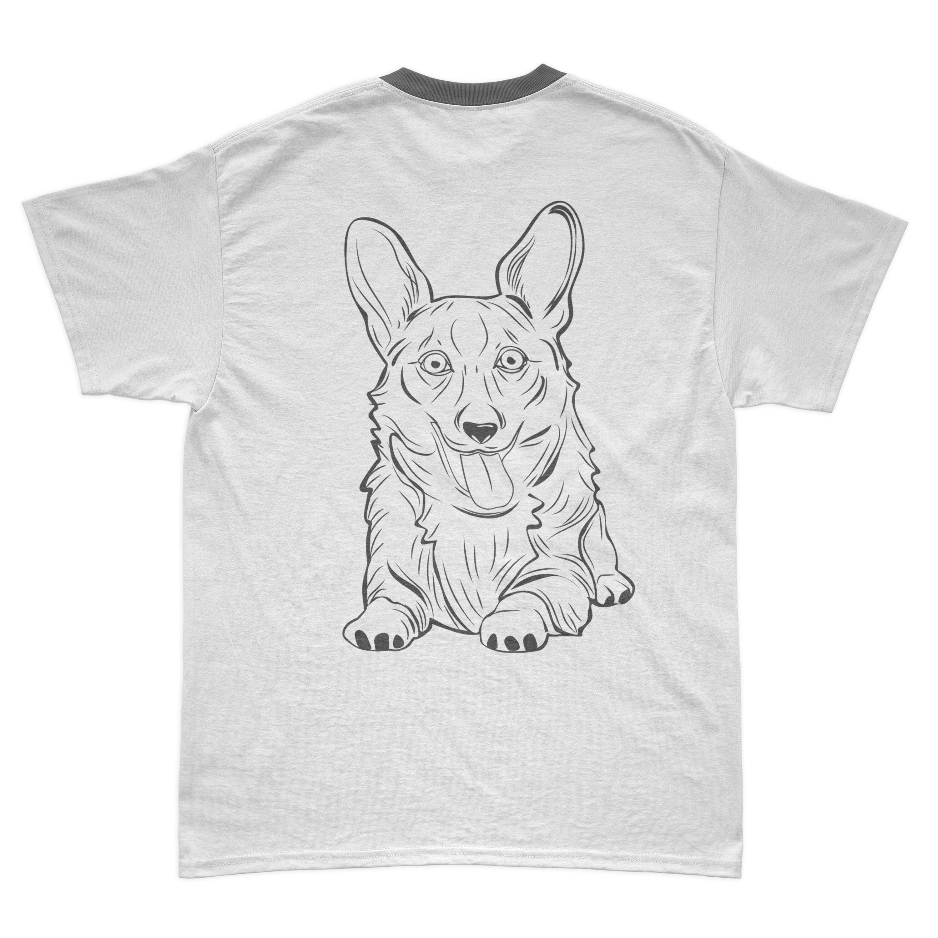 Happy corgi in an outline style.