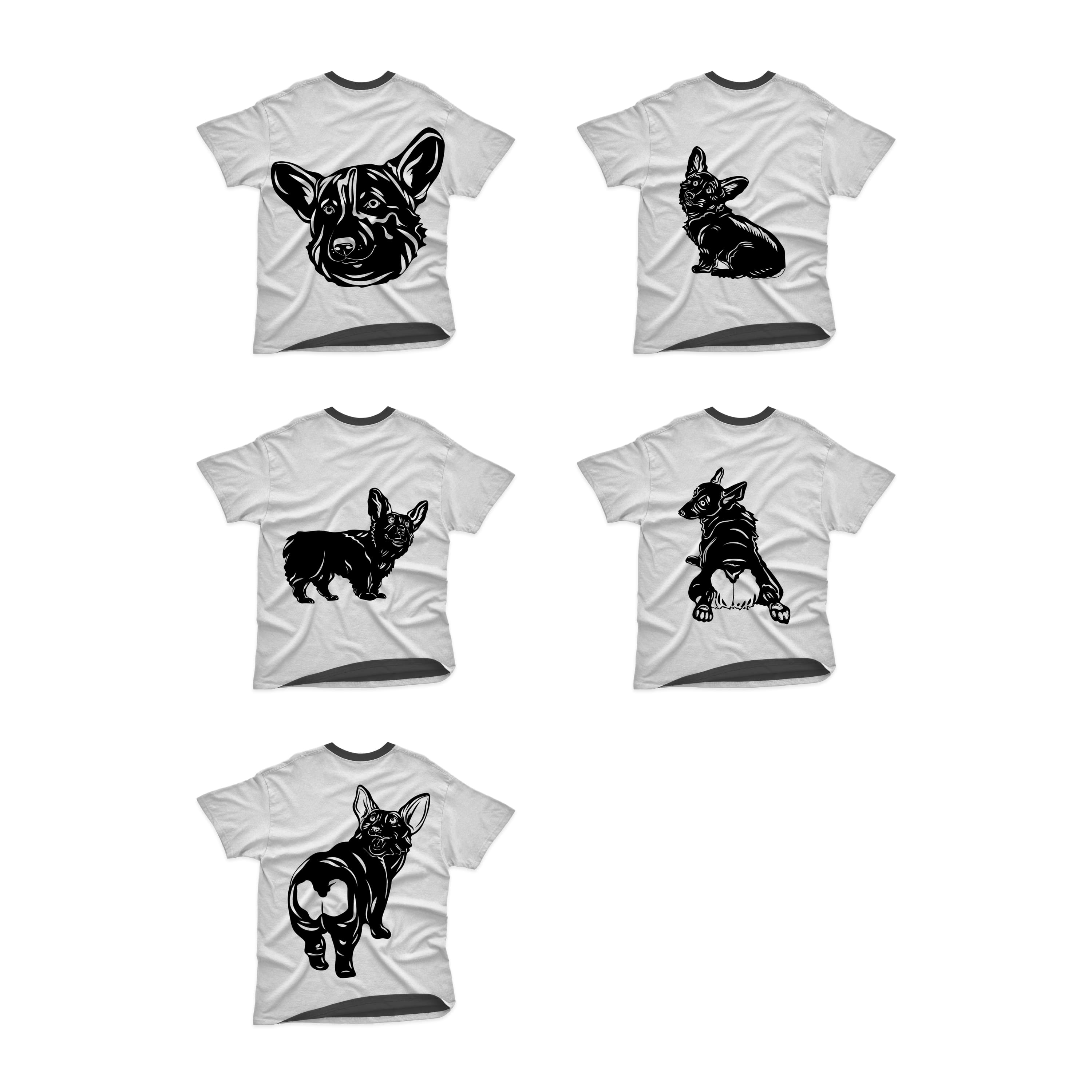 corgi silhouette SVG T-shirt Designs Bundle.