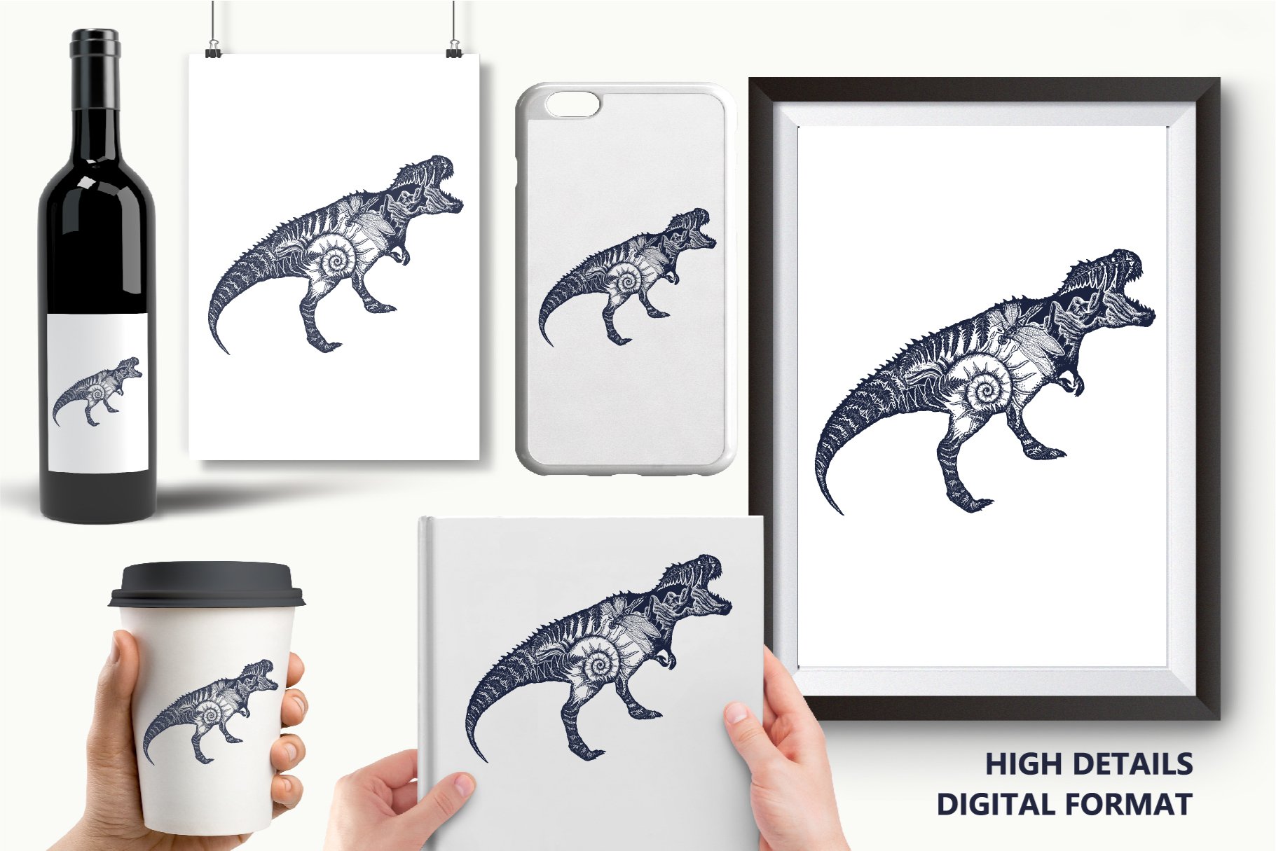 Use this dinosaur graphic for the mobile case and poster.