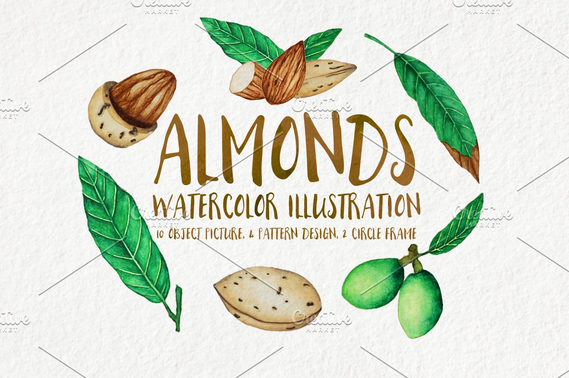 Set of the different almond options.