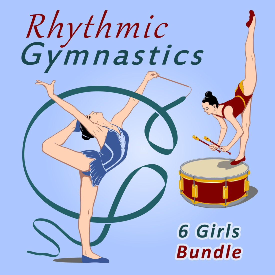 Rhythmic Gymnastics Design Graphics Bundle cover image.