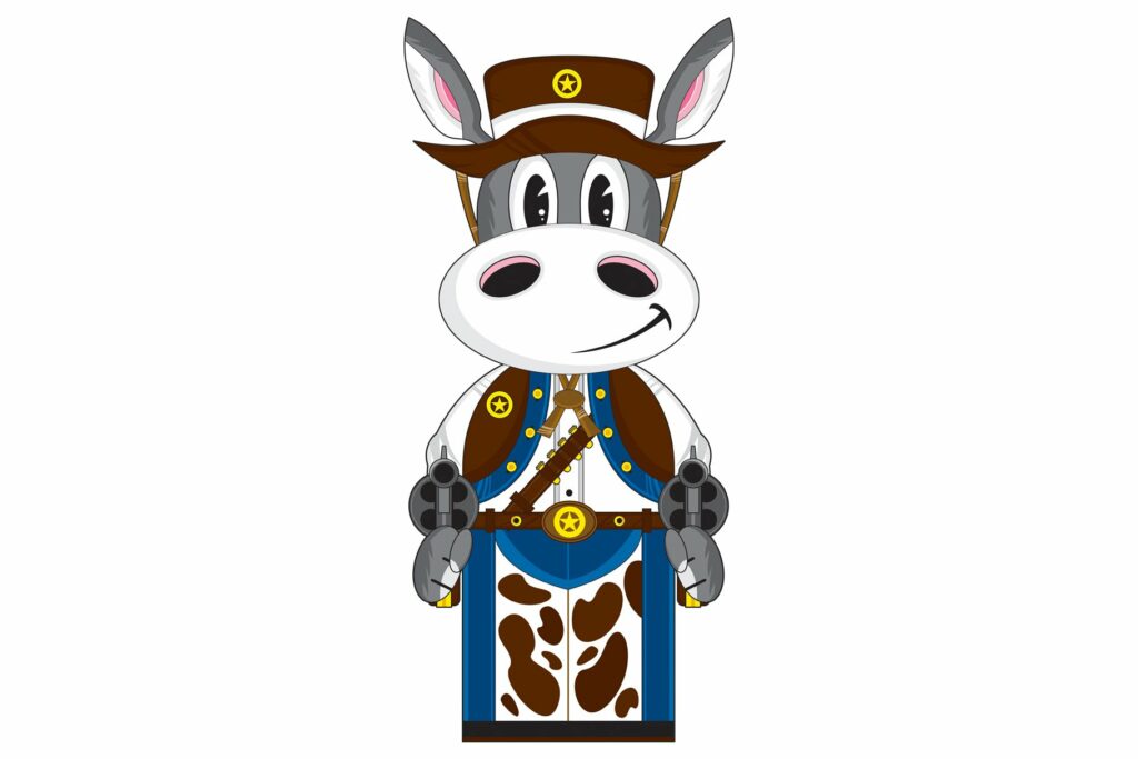 Cartoon Donkey Cowboy Sheriff Image – MasterBundles