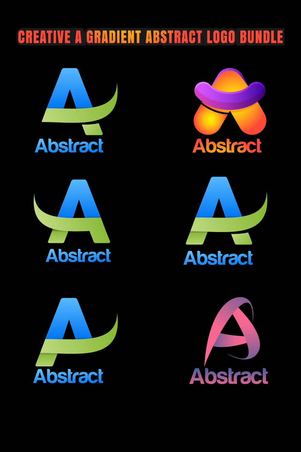 9 Creative A Gradient Abstract Logo Bundle pinterest image.