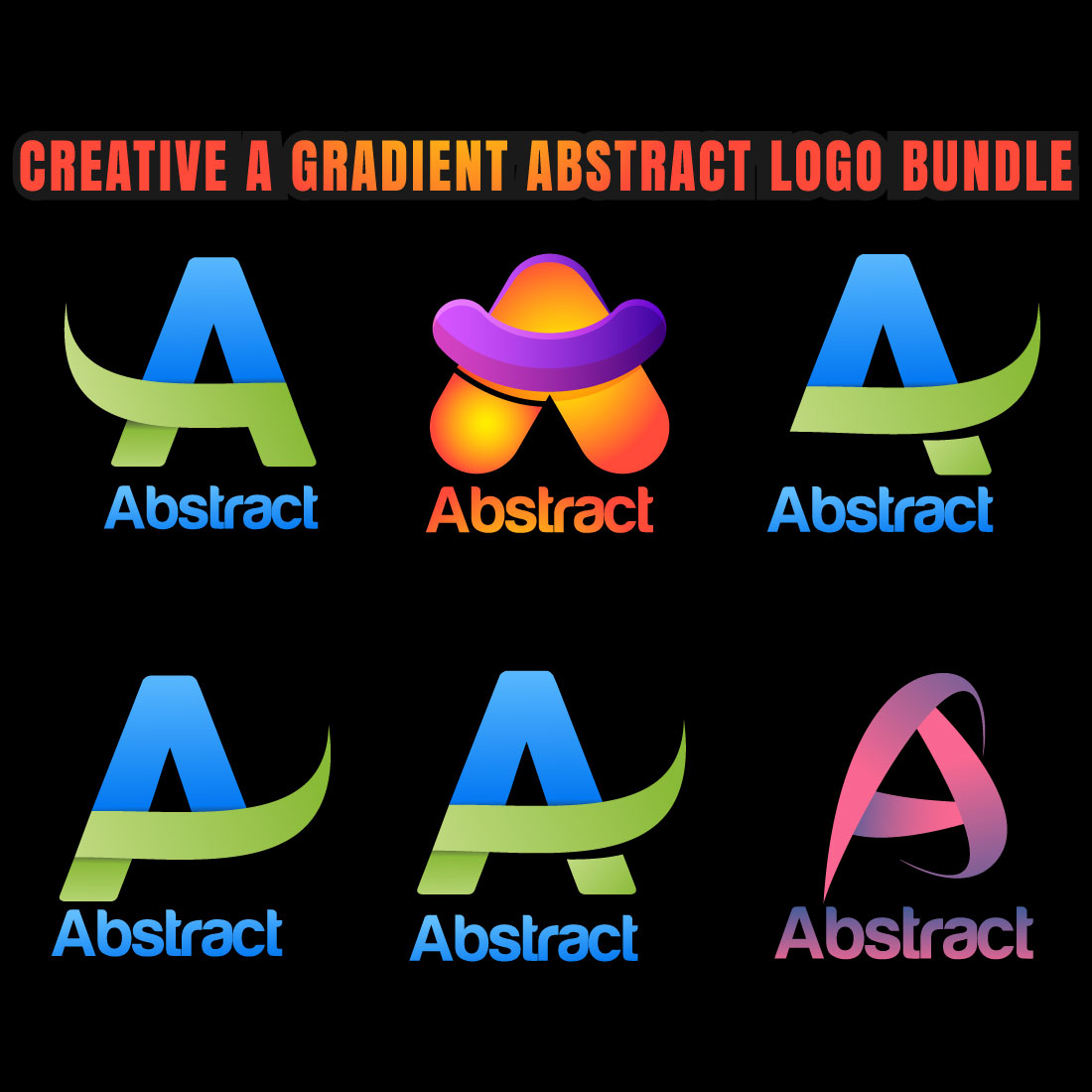 9 Creative A Gradient Abstract Logo Bundle preview image.