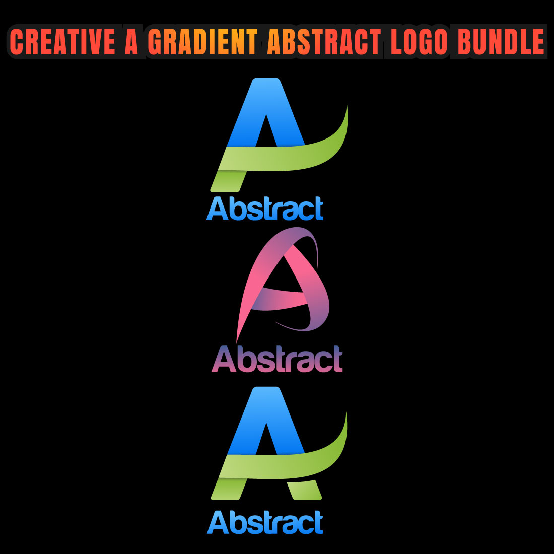 9 Creative A Gradient Abstract Logo Bundle facebook image.