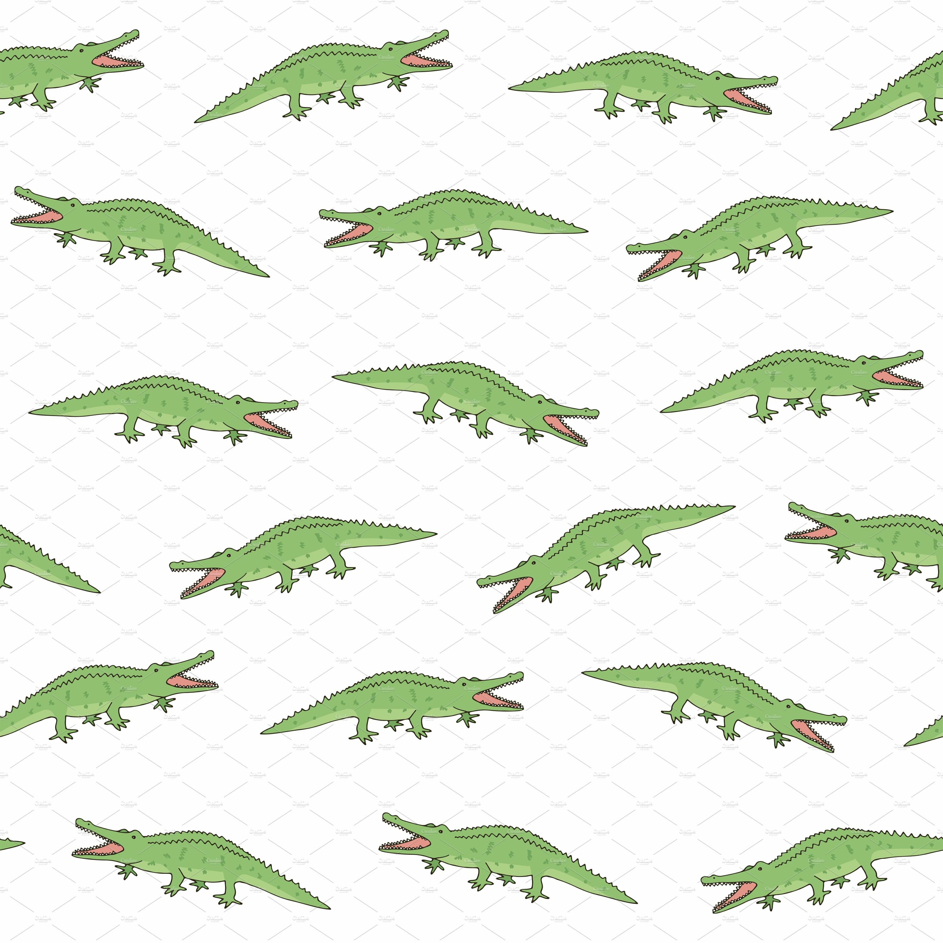 Green crocodiles on the white background.