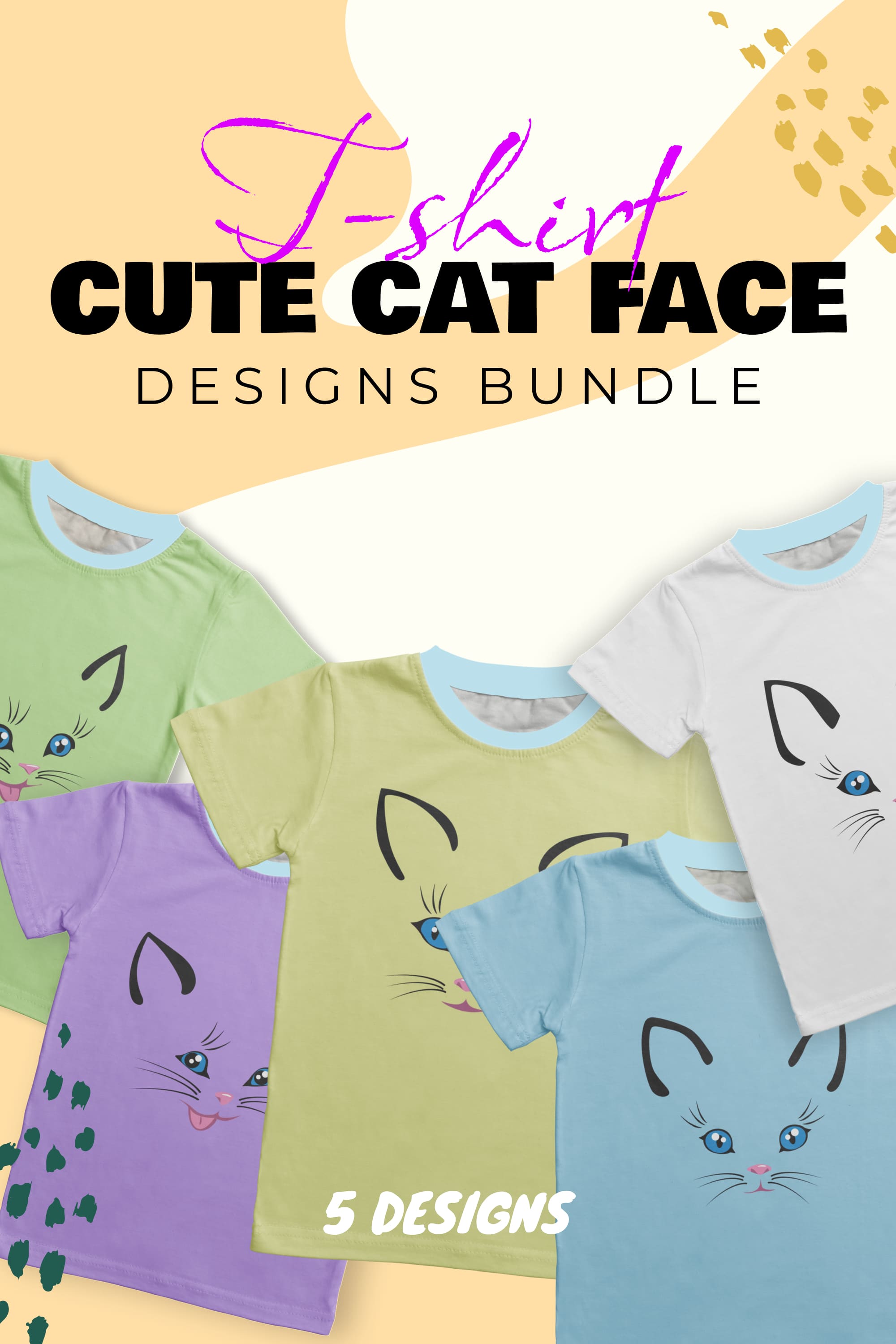 Cute Cat Face T-shirt Designs Bundle - Pinterest.