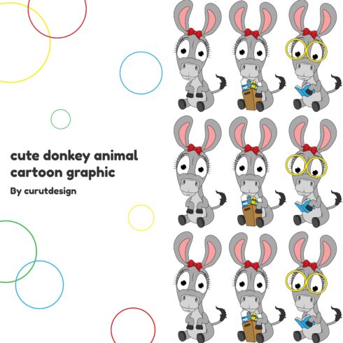 cute donkey animal cartoon graphic.