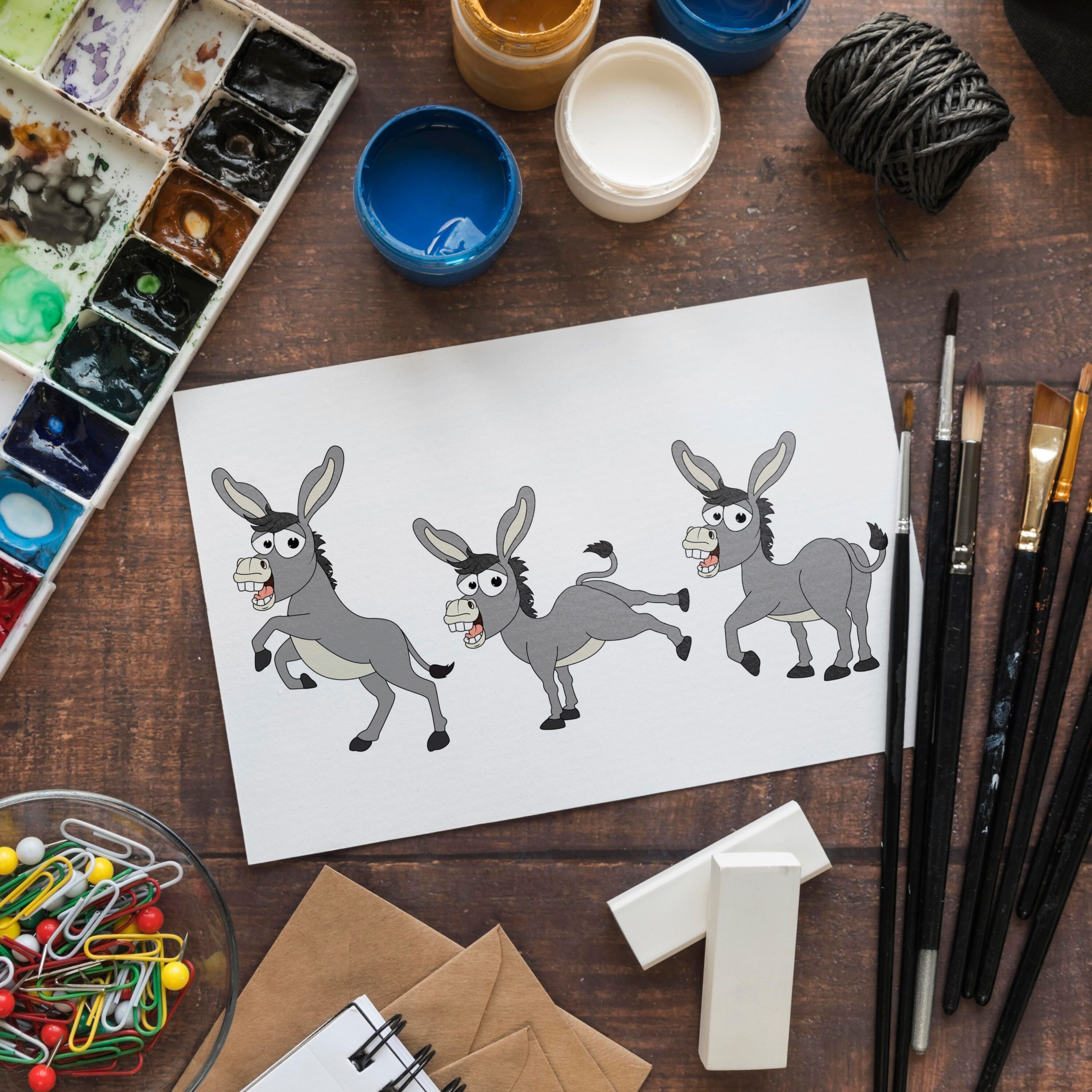 cute donkey animal cartoon graphic cover.