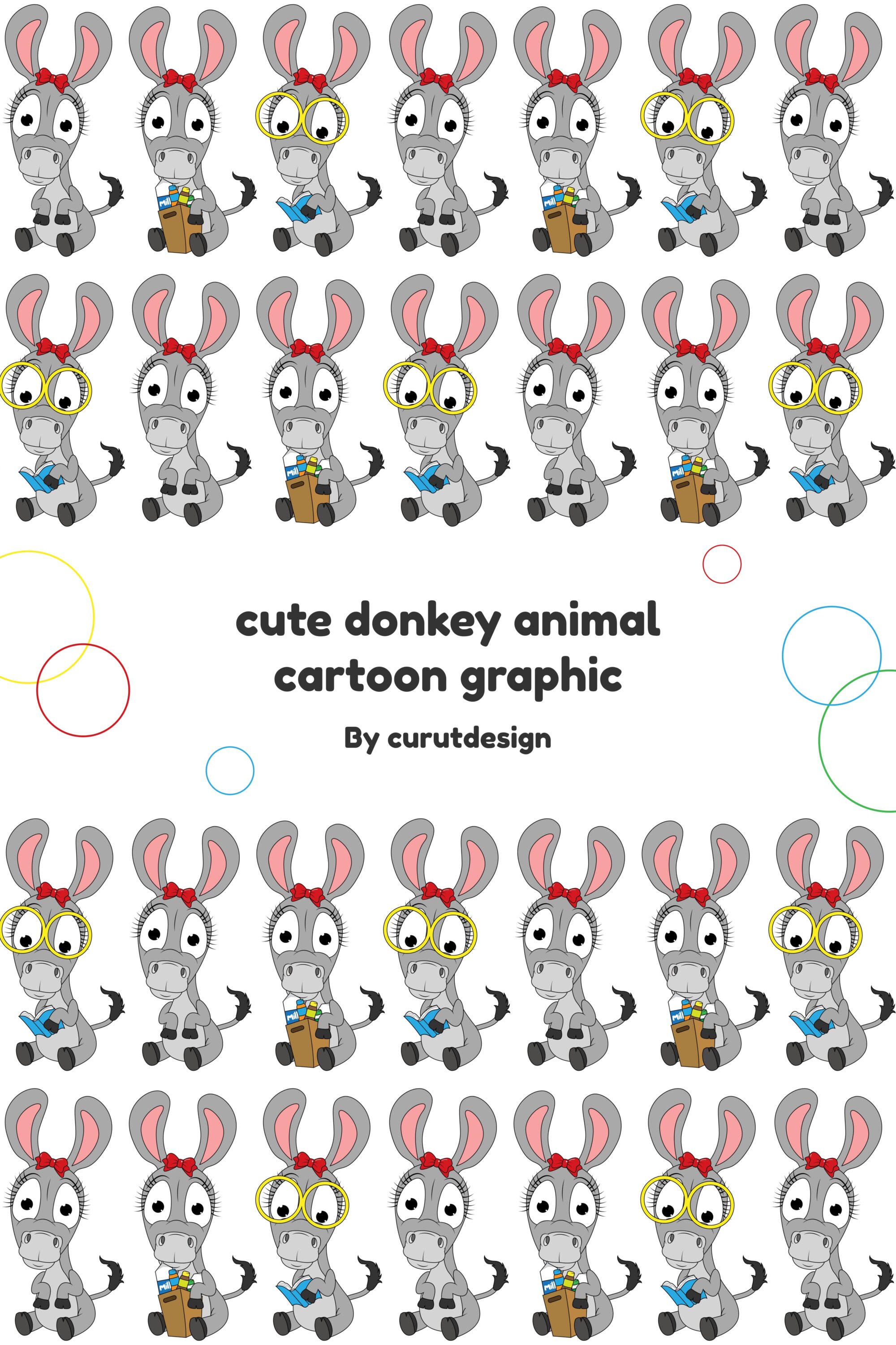 cute donkey animal cartoon graphic 03 694