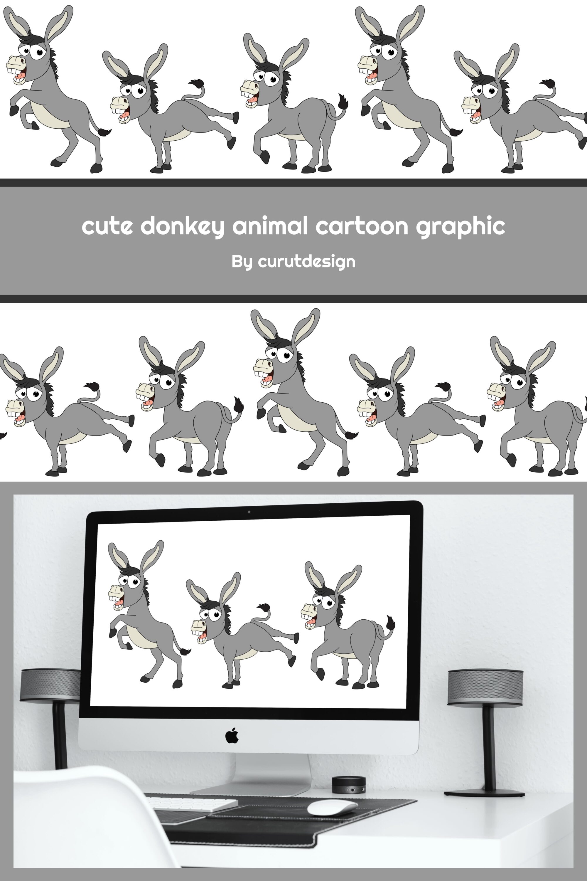 cute donkey animal cartoon graphic 03 843