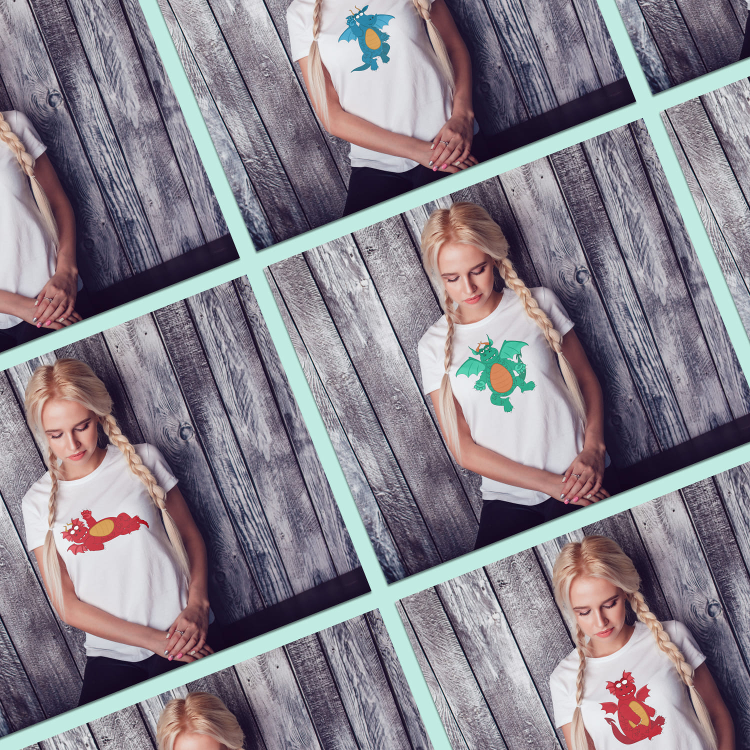 Cute Dragon T-shirt Designs Bundle Cover.