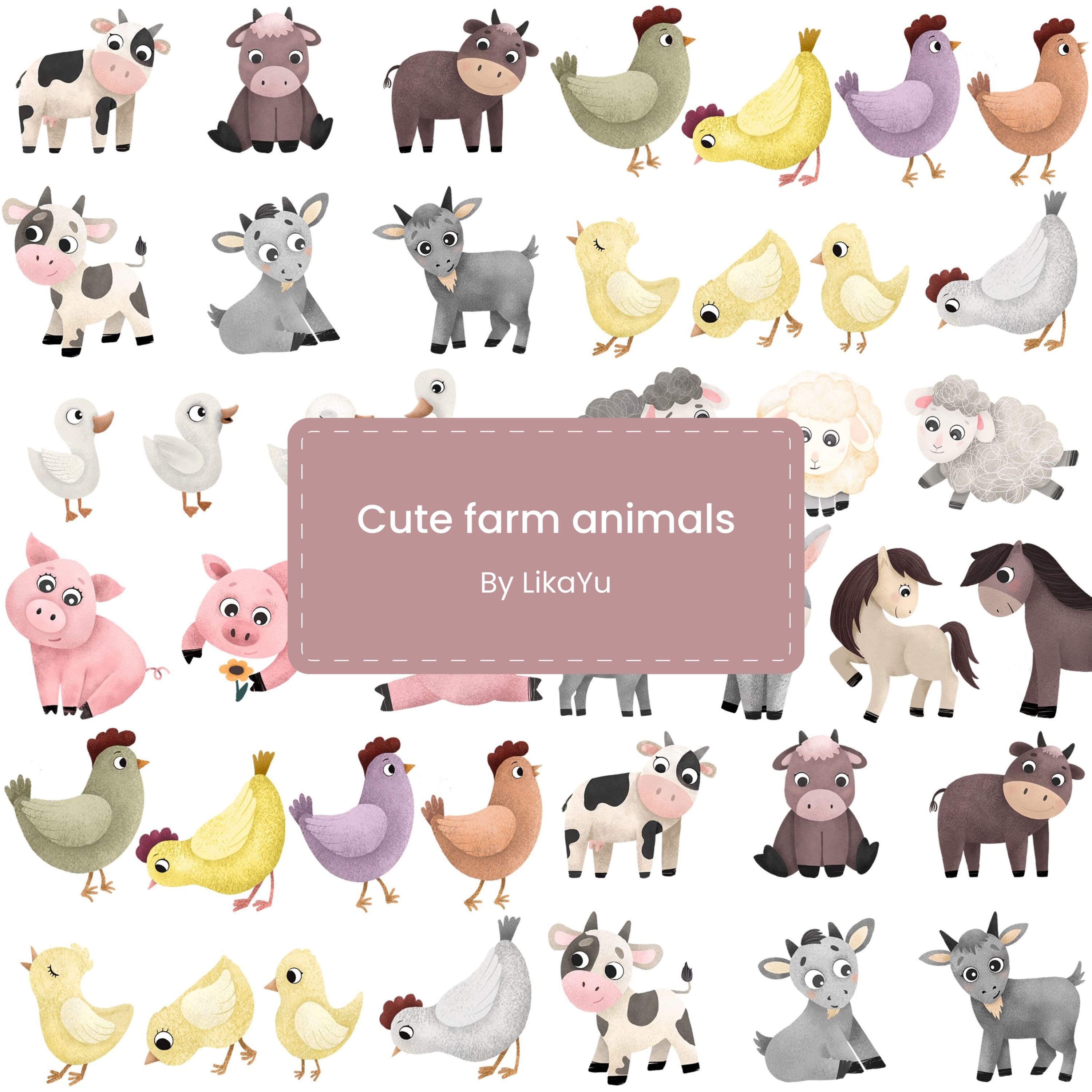 Cute Small Farm Animals Designs – MasterBundles