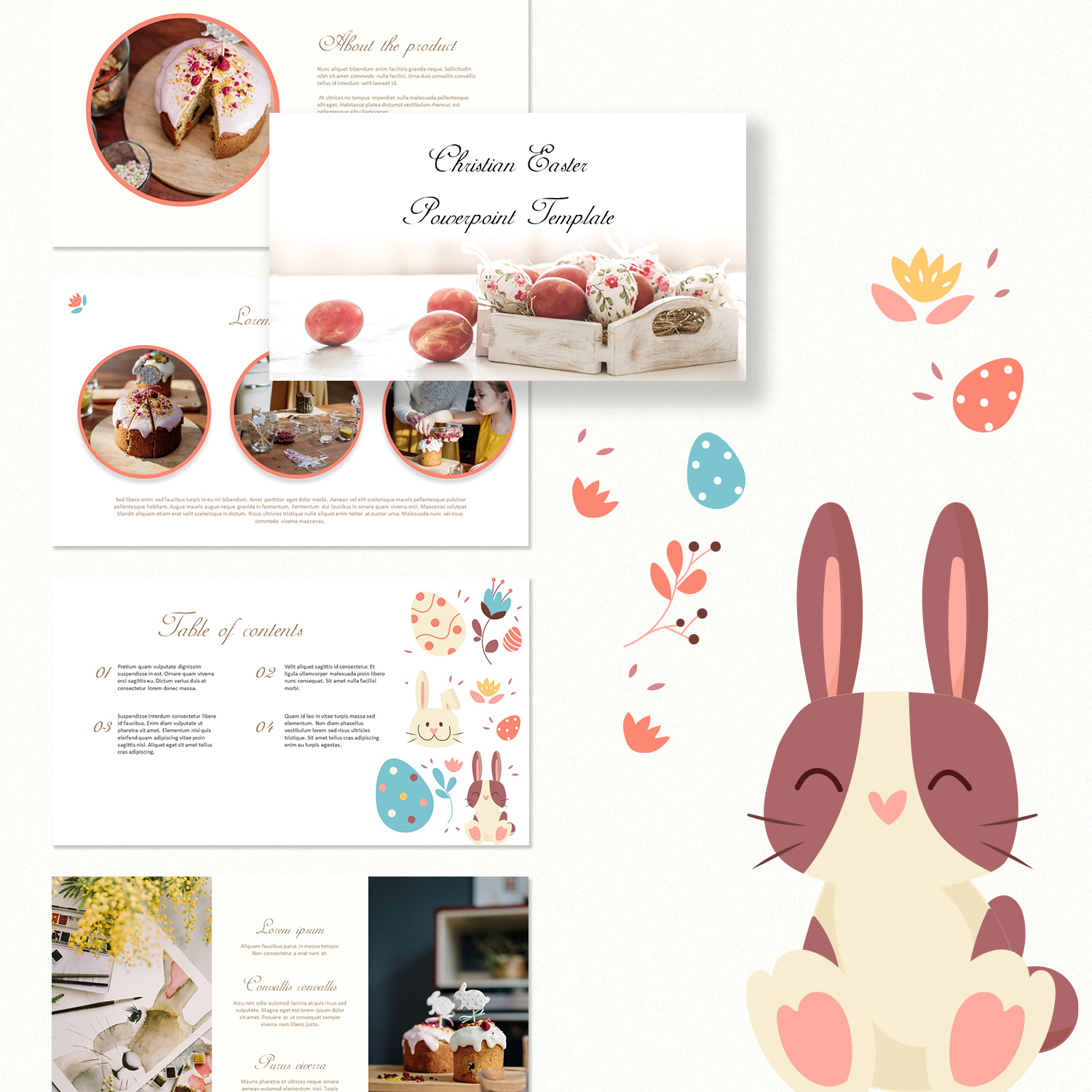 Set of adorable images with christian easter powerpoint template.
