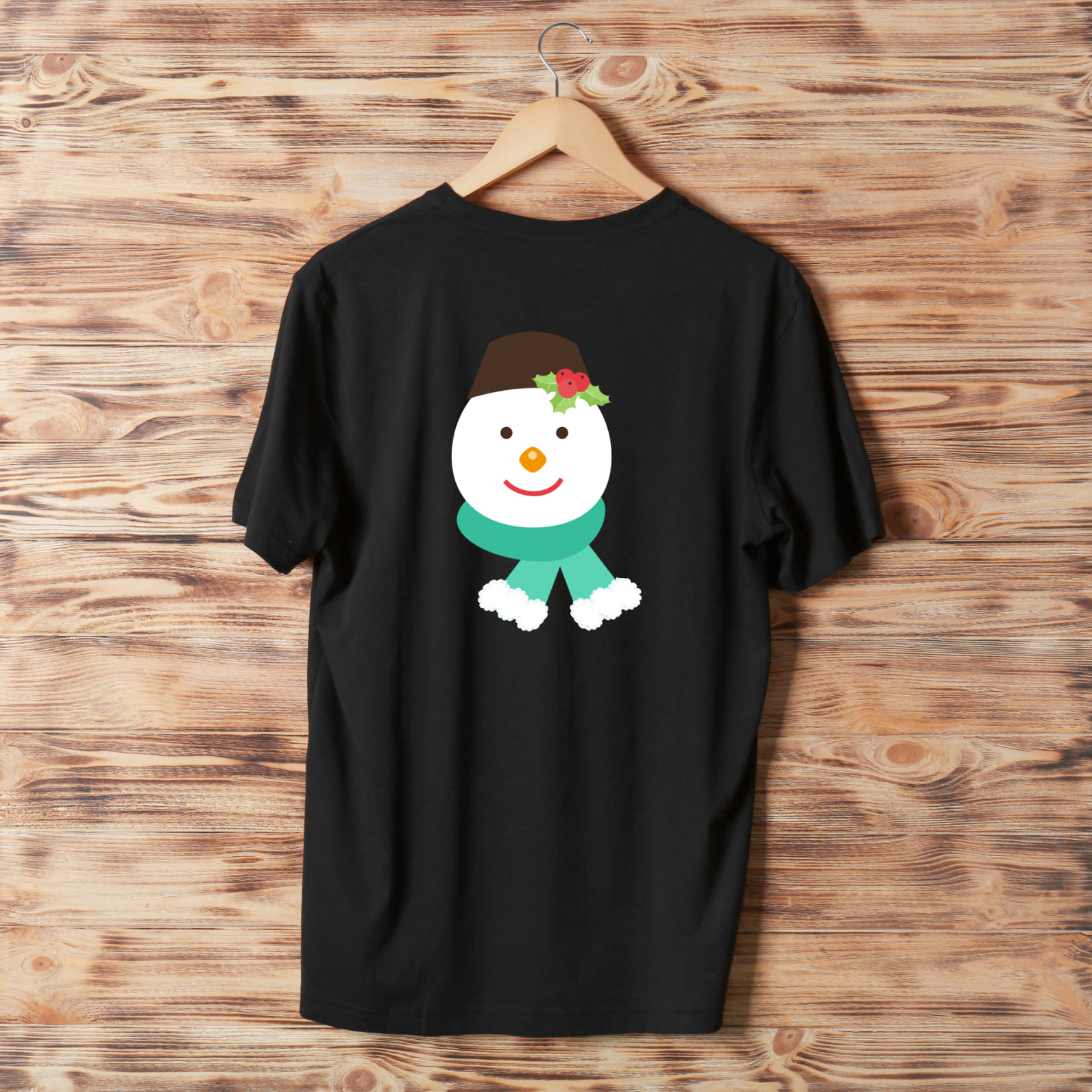 Black t-shirt with the cute Christmas snowman face.